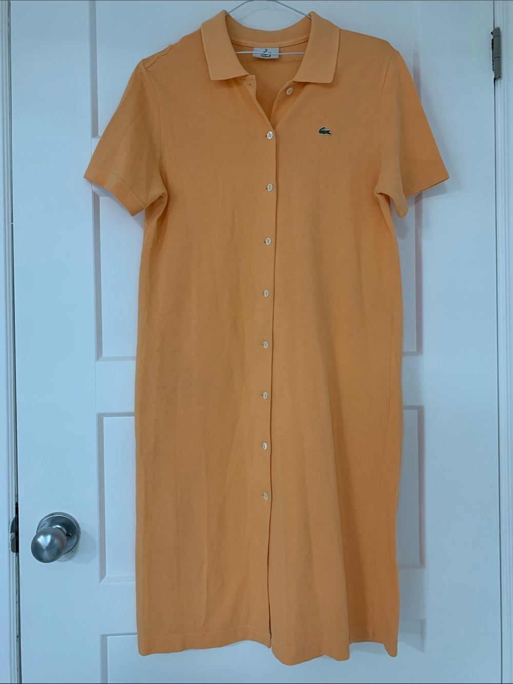 Lacoste Women's Button-Front Polo Midi Dress in Peach